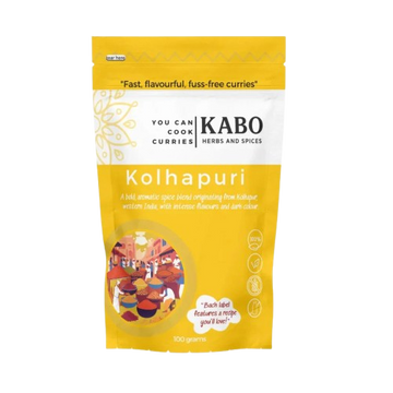 "KABO Kolhapuri spice mix packaging on a white background"