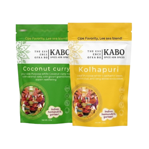 "Kabo Eats 2-pack Indian curry blend Coconut curry and Kolhapuri"