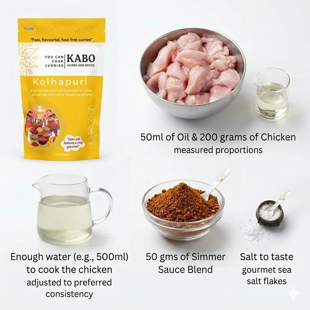 "Kabo Kolhapuri Masala spice blend close-up – How to make Kolhapuri chicken curry in 20 minutes"