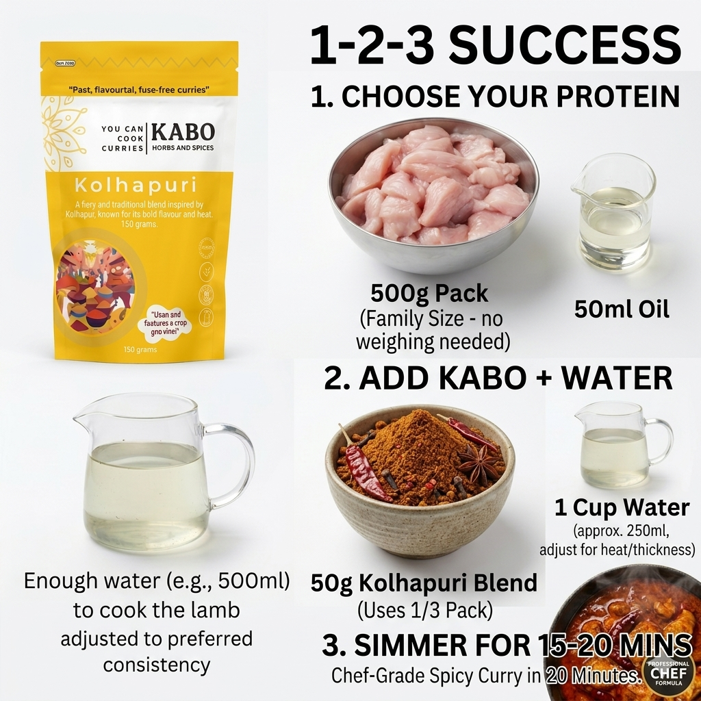 Kabo Classic Indian Curry Bundle – Kolhapuri & Coconut – Ready in 20 Minutes